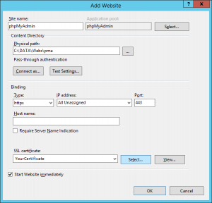 IIS - Add website